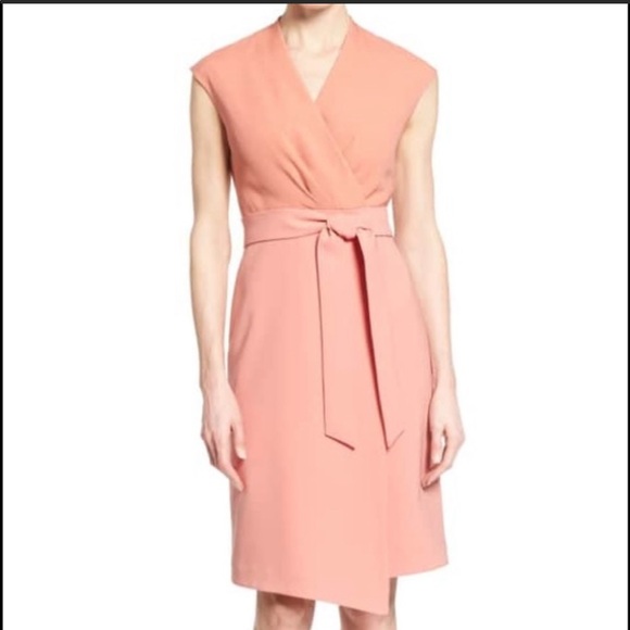 Lafayette 148 New York - Grayson Belted Mixed Midia Sheath Dress Porcela… - Picture 1 of 12